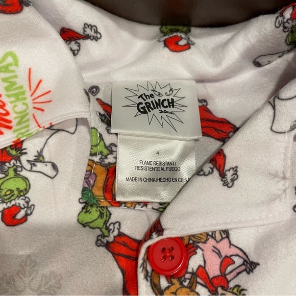 Dr. Seuss How The Grinch Stole Christmas Flannel Pajama Set Size 4 BRAND NEW! - Picture 4 of 5